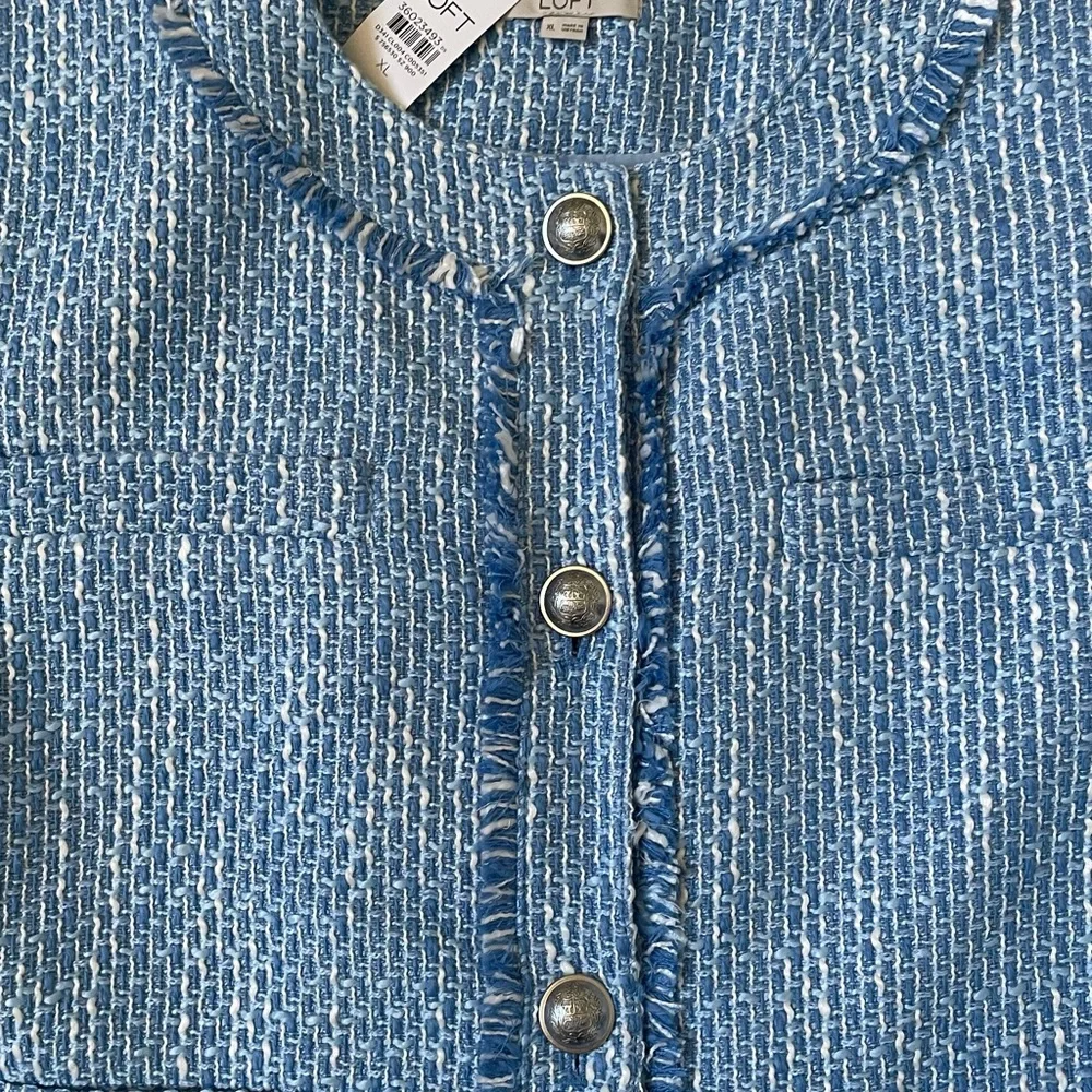 NWT LOFT Tweed Lady Jacket Blue and White XL - Picture 12 of 13
